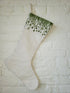 Christmas Stocking with Flora Embroidered Cuff - Green and Cream - linen - ARCADIA HOME